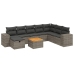 Set de muebles de jardín 9 pzas y cojines ratán sintético gris