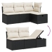Set de muebles de jardín 5 pzas y cojines ratán sintético negro