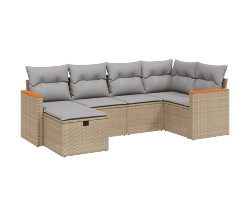Juego de sofás jardín con cojines beige mezcla 6 pzas ratán PE