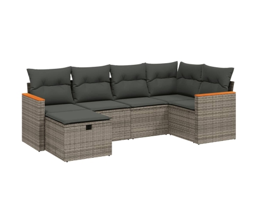 Set de muebles de jardín 6 pzas y cojines ratán sintético gris
