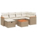 Set sofás de jardín 7 piezas y cojines ratán sintético beige