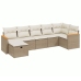 Set sofás de jardín 7 piezas y cojines ratán sintético beige