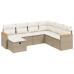 Set sofás de jardín 7 piezas y cojines ratán sintético beige