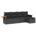 Set de muebles de jardín 5 pzas y cojines ratán sintético negro