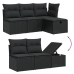 Set de muebles de jardín 5 pzas y cojines ratán sintético negro