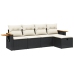 Set de muebles de jardín 5 pzas y cojines ratán sintético negro