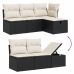 Set de muebles de jardín 5 pzas y cojines ratán sintético negro