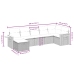 Set de comedor de jardín 7 pzas y cojines ratán sintético negro