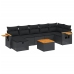 Set de sofás de jardín 8 piezas y cojines ratán sintético negro