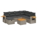Set de sofás de jardín 8 pzas y cojines ratán sintético gris