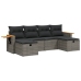 Set de muebles de jardín 6 pzas y cojines ratán sintético gris