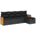 Set de muebles de jardín 5 pzas y cojines ratán sintético negro