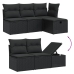 Set de muebles de jardín 5 pzas y cojines ratán sintético negro