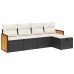 Set de muebles de jardín 5 pzas y cojines ratán sintético negro