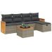 Set de muebles de jardín 6 pzas y cojines ratán sintético gris