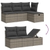 Set de muebles de jardín 6 pzas y cojines ratán sintético gris