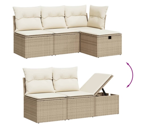 Set sofás de jardín 7 piezas y cojines ratán sintético beige