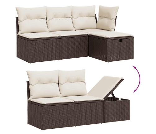 Set de sofás de jardín 11 pzas cojines ratán sintético marrón