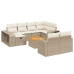 Set de sofás de jardín 11pzas con cojines ratán sintético beige