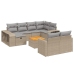 Set de sofás de jardín 11pzas con cojines ratán sintético beige