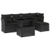 Set de sofás de jardín 6 piezas y cojines ratán sintético negro