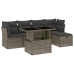 Set de muebles de jardín 6 pzas y cojines ratán sintético gris