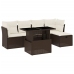 Set sofás de jardín 6 piezas y cojines ratán sintético marrón
