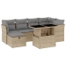 Set sofás de jardín 7 piezas y cojines ratán sintético beige