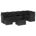 Set de sofás de jardín 8 piezas y cojines ratán sintético negro