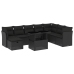 Set de sofás de jardín 8 piezas y cojines ratán sintético negro