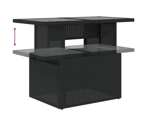 Set de sofás de jardín 8 piezas y cojines ratán sintético negro