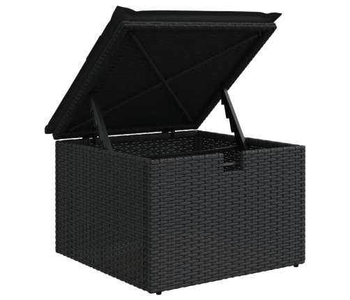 Set de sofás de jardín 8 piezas y cojines ratán sintético negro