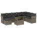 Set de muebles de jardín 9 pzas y cojines ratán sintético gris