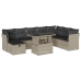 Set muebles jardín 9 pzas y cojines ratán sintético gris claro