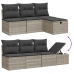 Set muebles jardín 9 pzas y cojines ratán sintético gris claro