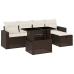 Set sofás de jardín 6 piezas y cojines ratán sintético marrón