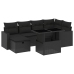 Set de sofás de jardín 7 pzas con cojines ratán sintético negro