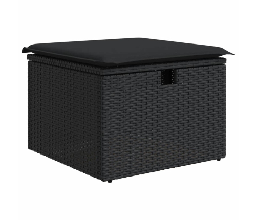 Set de sofás de jardín 7 pzas con cojines ratán sintético negro