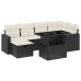 Set de sofás de jardín 7 pzas con cojines ratán sintético negro