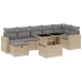 Set de sofás de jardín y cojines 8 piezas ratán sintético beige