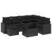 Set de sofás de jardín 8 piezas y cojines ratán sintético negro