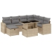 Set de sofás de jardín y cojines 8 piezas ratán sintético beige