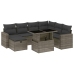 Set de sofás de jardín y cojines 8 piezas ratán sintético gris