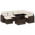 Set sofás de jardín 8 piezas y cojines ratán sintético marrón