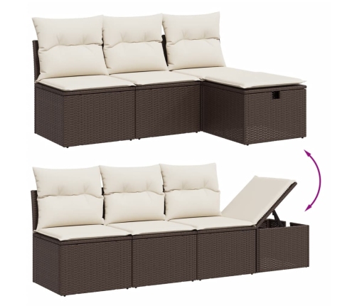 Set sofás de jardín 8 piezas y cojines ratán sintético marrón