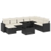 Set de sofás de jardín 8 piezas y cojines ratán sintético negro