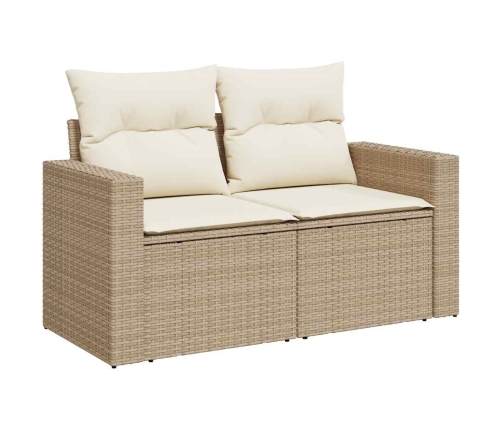 Set de sofás de jardín con cojines 9 pzas ratán sintético beige