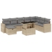 Set de sofás de jardín 9 pzas con cojines ratán sintético beige