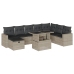Set muebles jardín 9 pzas y cojines ratán sintético gris claro