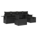 Set de sofás de jardín 6 piezas y cojines ratán sintético negro